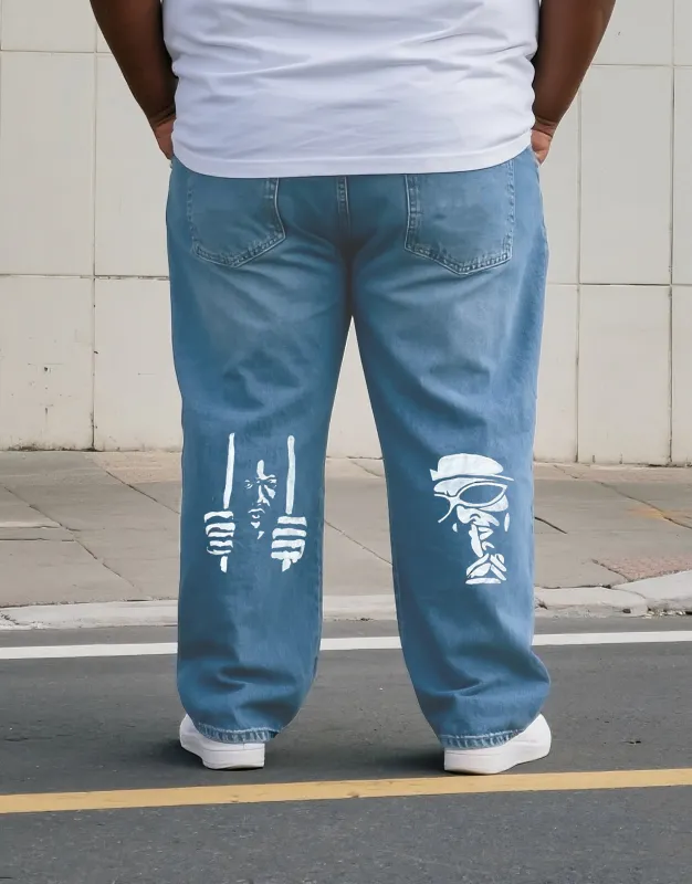 Big & Tall Men's Street Fashion Trend Personality Denim Pants. Solid Front sold by Biggmans
