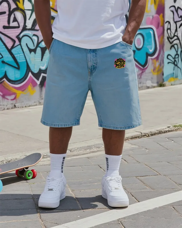 Big & Tall Men's Street Fashion Creative SUPREME Graffiti Micro Denim Shorts sold by Biggmans