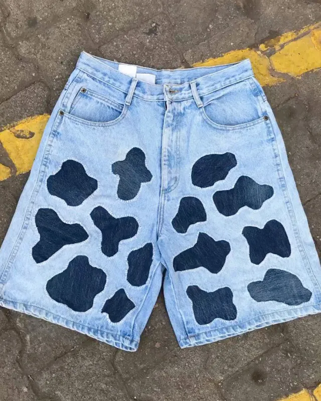 Big & Tall Men's Street Fashion Colorblock Denim Shorts sold by Biggmans