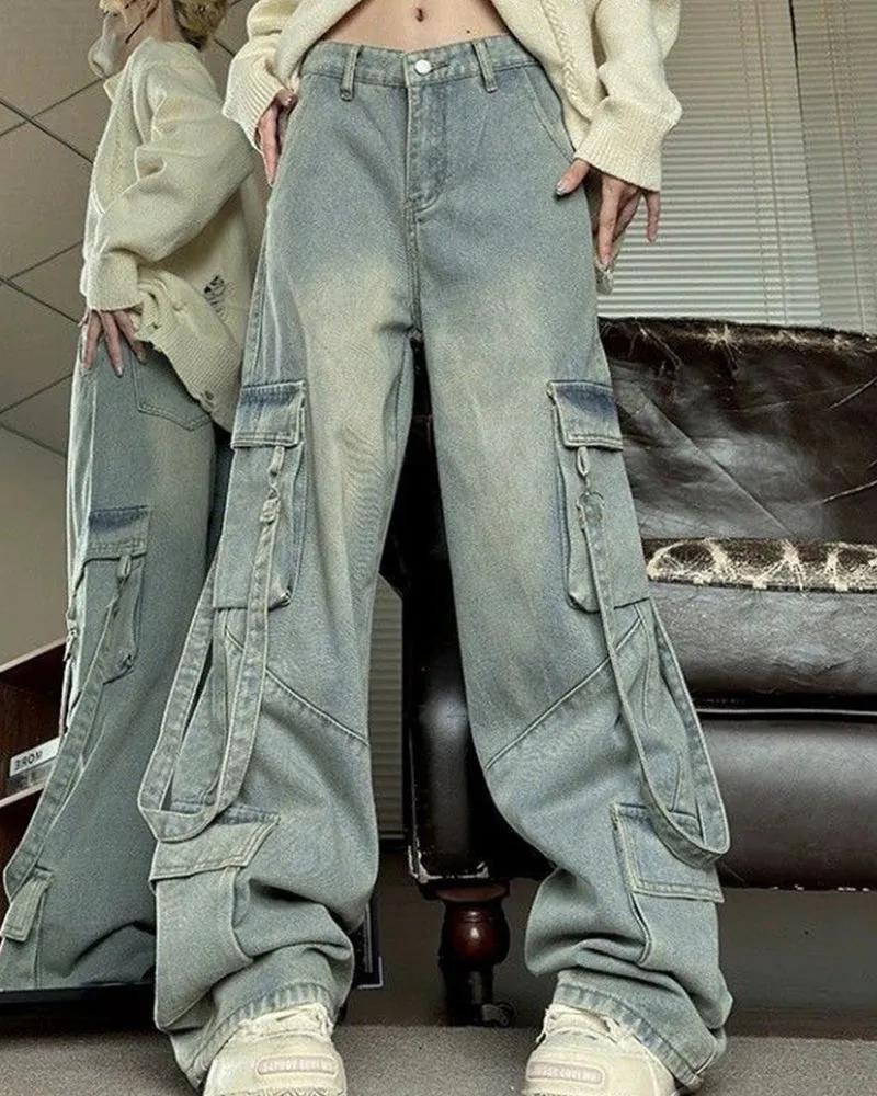 Women's Plus Size Vintage Washed Fare Loose Jeans sold by Biggmans product image thumbnail 4