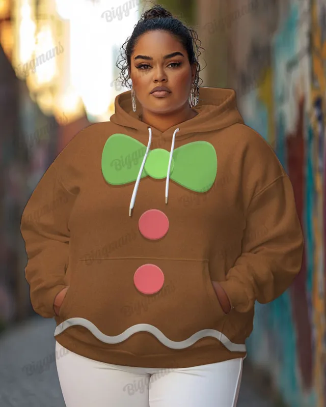 Women's Plus Cute Cartoon Christmas Print Long-sleeve Hoodie sold by Biggmans