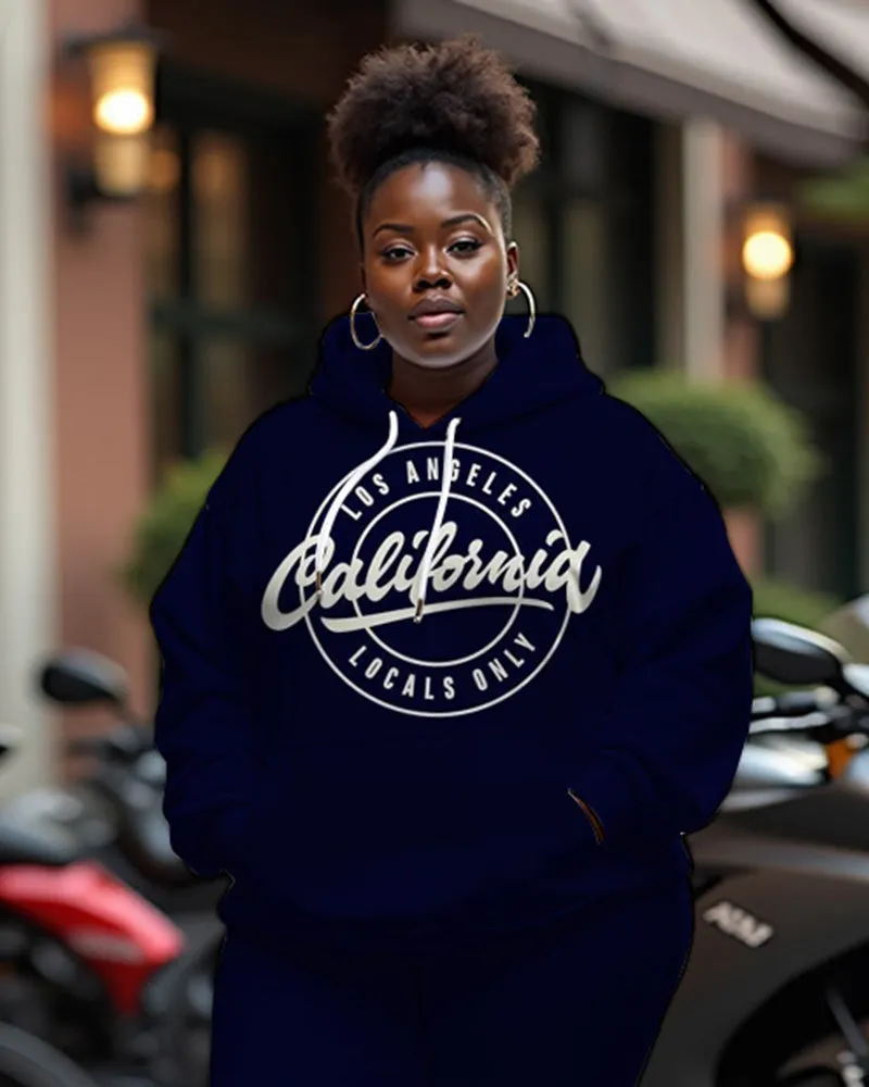 Women's Plus Size Letter Printing Long Sleeve Hoodie and Casual Pants Set sold by Biggmans product image thumbnail 3