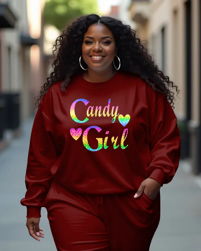 Women's Plus Size Candy Girl Long Sleeve Crewneck Sweatshirt sold by Biggmans product image thumbnail 3