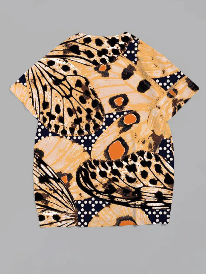 Women's Plus Size Butterfly Leopard Print Round Neck Short Sleeve T-Shirt sold by Biggmans product image thumbnail 2