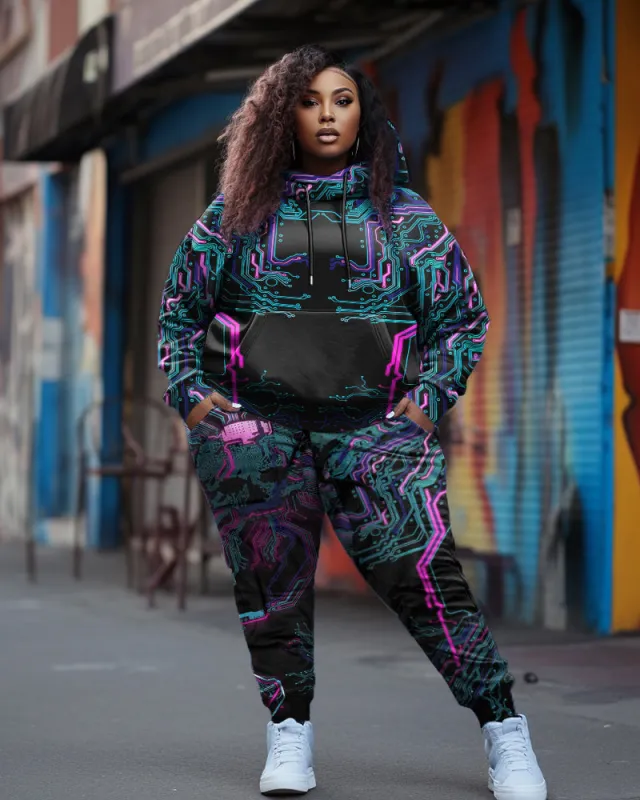 Women's Plus Size Cyber Pullover Hoodie Set sold by Biggmans