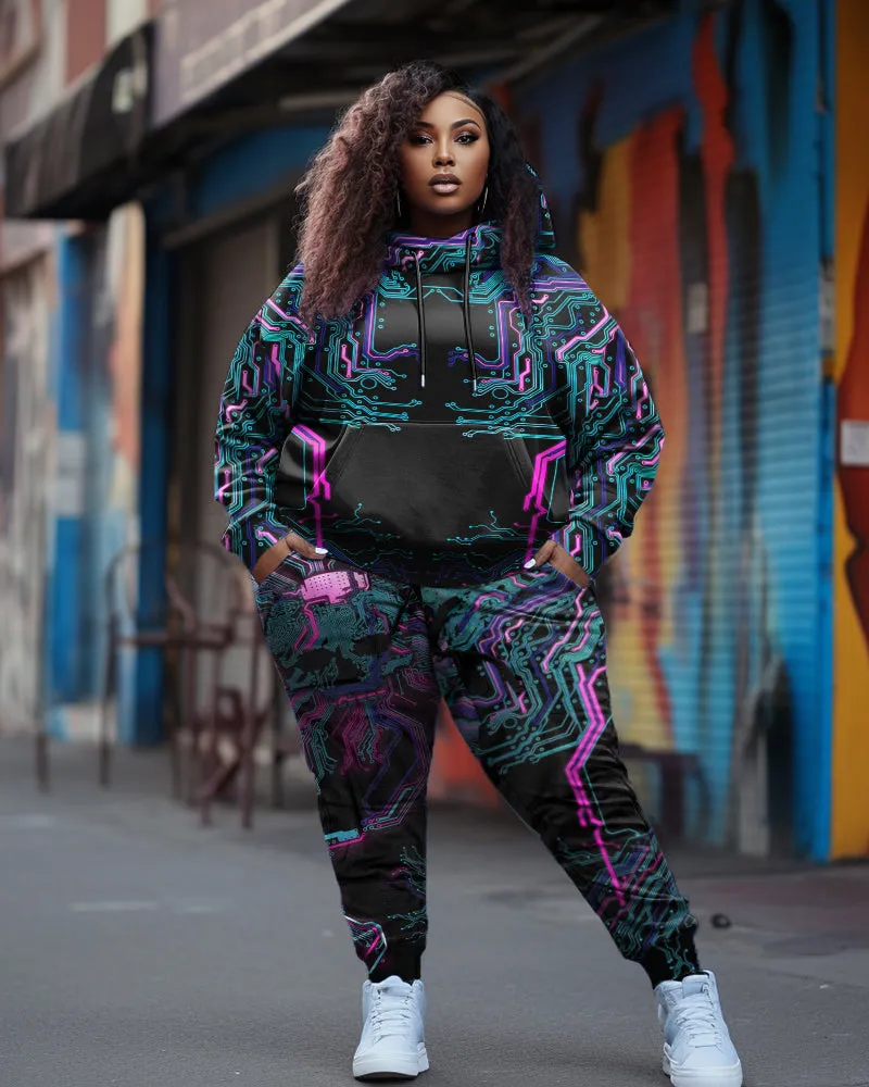 Women's Plus Size Cyber Pullover Hoodie Set sold by Biggmans