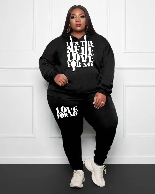Women's Plus Sizeself Love for Me Hoodie Set sold by Biggmans