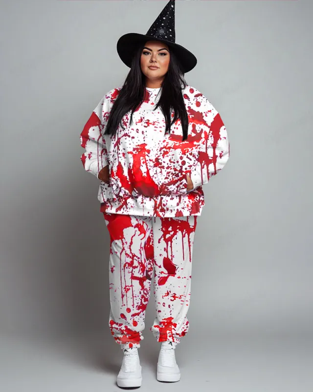Devil's Blood Print Women's Plus Size Hoodie Suit sold by Biggmans