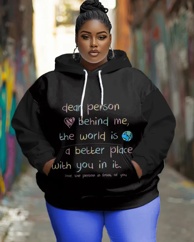 Women's Plus Dear Person Behind Me Print Long-sleeved Hoodie sold by Biggmans