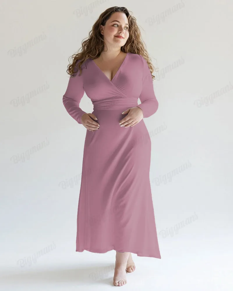 Casual Elegant Solid Color Midi Dress Plus Size Women Dress sold by Biggmans product image thumbnail 4