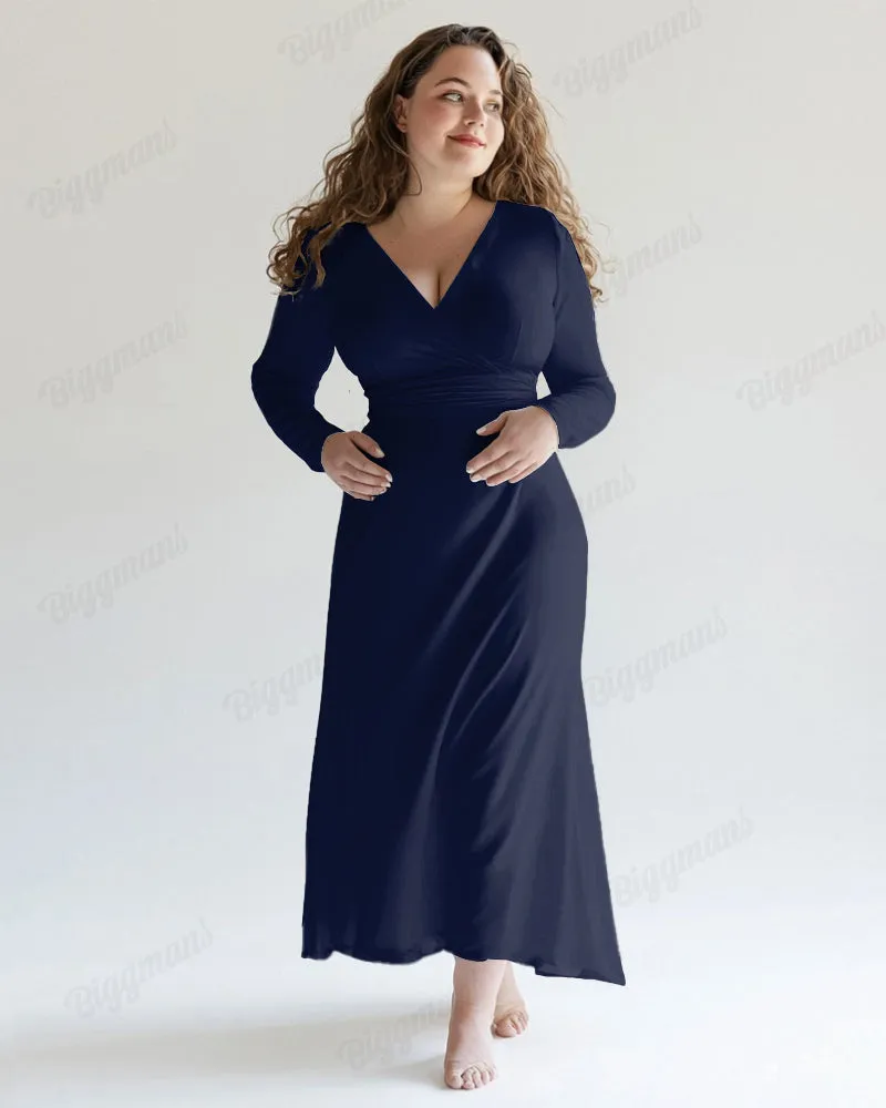 Casual Elegant Solid Color Midi Dress Plus Size Women Dress sold by Biggmans