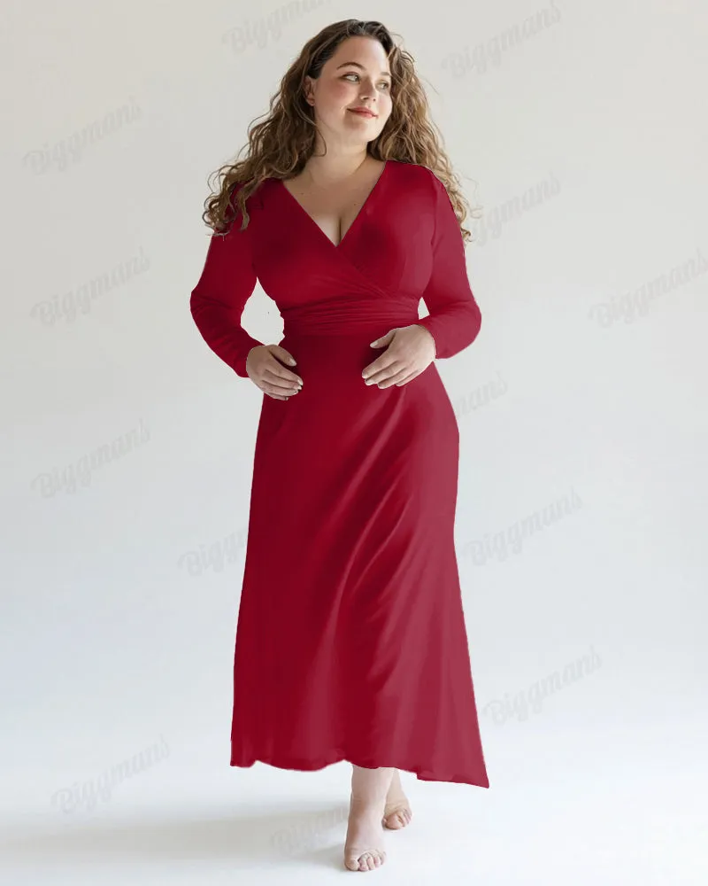 Casual Elegant Solid Color Midi Dress Plus Size Women Dress sold by Biggmans product image thumbnail 2