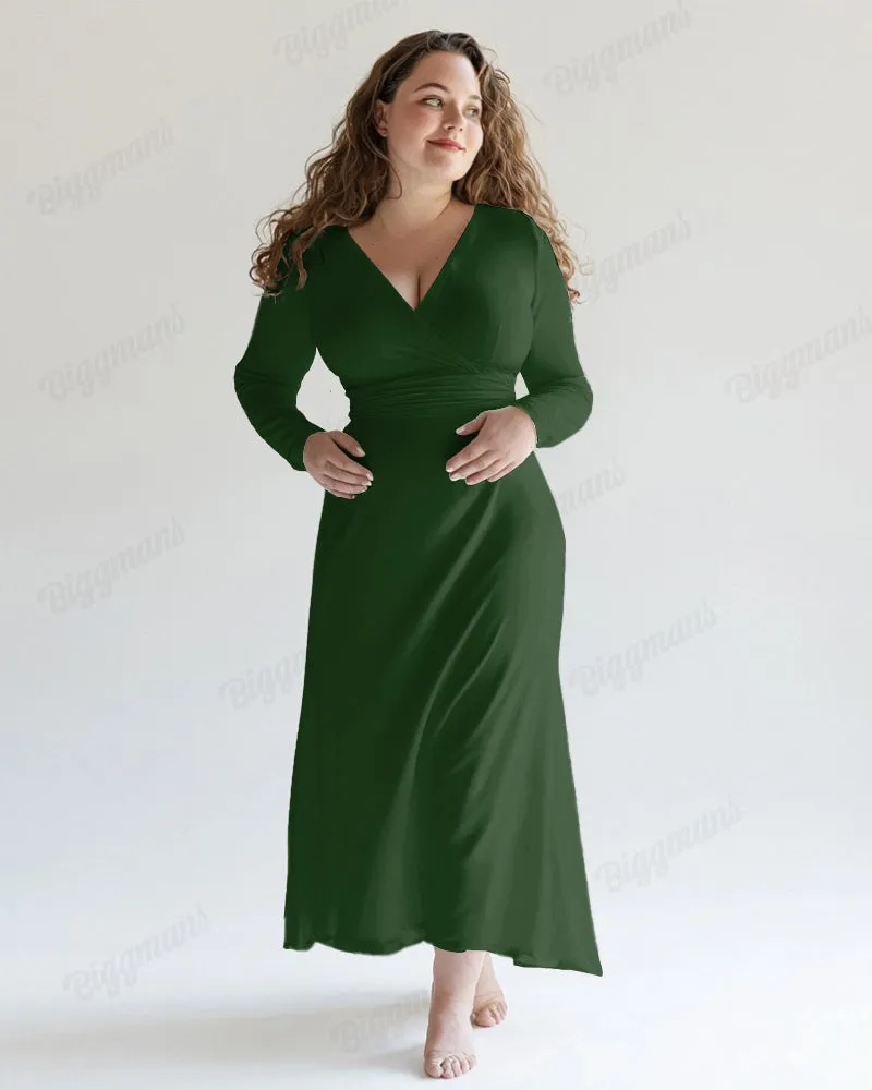 Casual Elegant Solid Color Midi Dress Plus Size Women Dress sold by Biggmans product image thumbnail 3