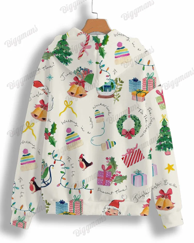 Women's Plus Christmas Pattern Print Long-sleeved Zipper Hoodie sold by Biggmans product image thumbnail 3