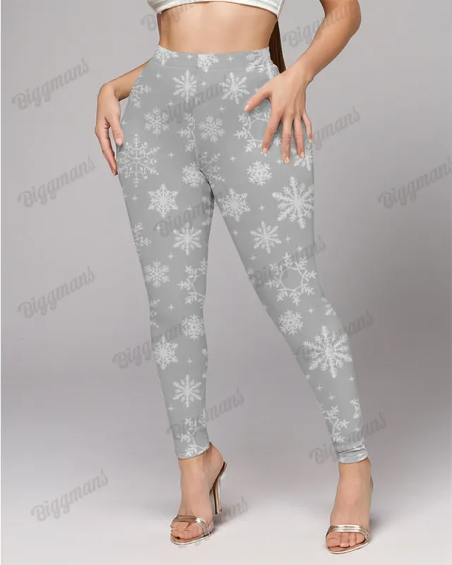Plus Size Women's Snowflake Print Skinny Leggings sold by Biggmans