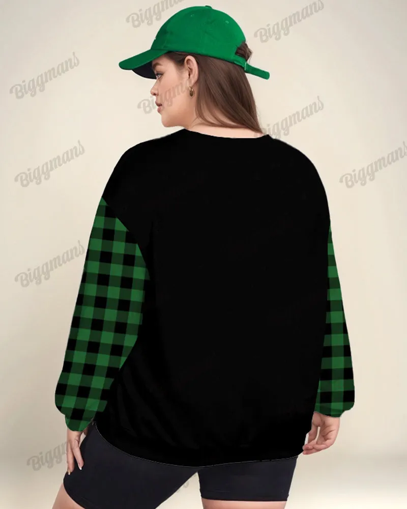Women's Plus Size Faith Hope Love Snowman Plaid Print Long Sleeve Sweatshirt sold by Biggmans product image thumbnail 2
