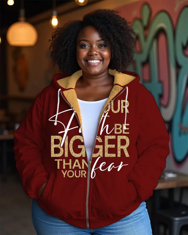 Women's Plus Size Casual Letter Print Zipper Long Sleeve Hoodie sold by Biggmans