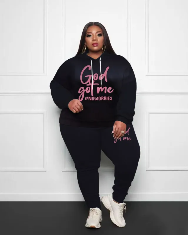 Women's God Got Me Plus Size Hoodie Suit sold by Biggmans