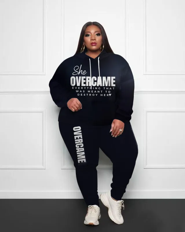 Women's She Overcame Everything Plus Size Hoodie Suit sold by Biggmans