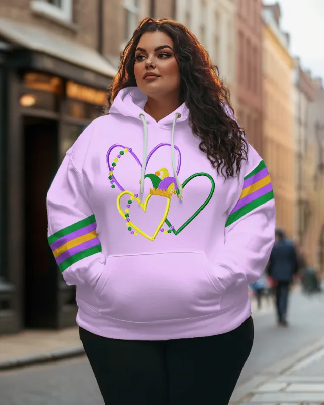 Women's Plus Size Classic Mardi Gras Stripe Print Hoodie sold by Biggmans