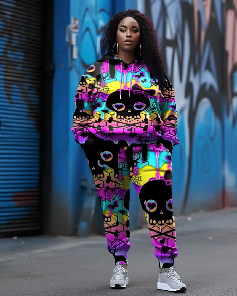 Women's Plus Size Color Bow Skull Hoodie Set (Pack of 2) sold by Biggmans