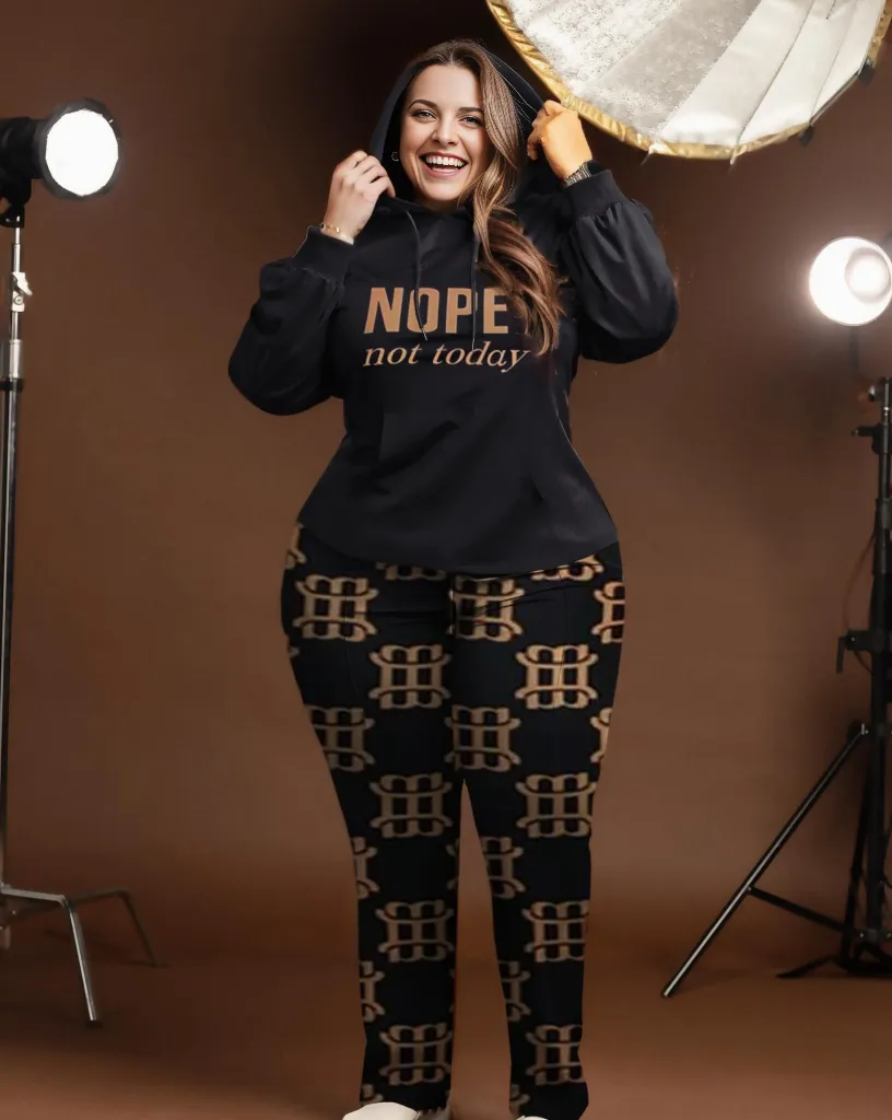 Women's Plus Size Nope Not Today Hoodie Set sold by Biggmans