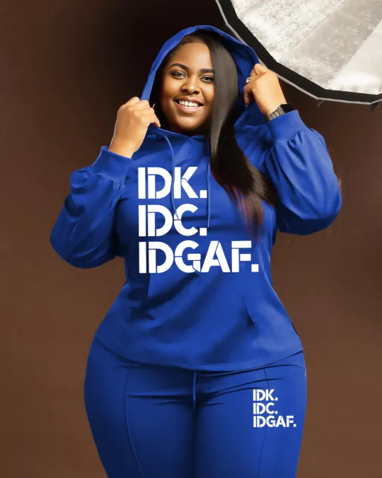 Women's Plus Size Outfits Idk Idc Hoodie Sweatshirt and Pants Set sold by Biggmans product image thumbnail 2