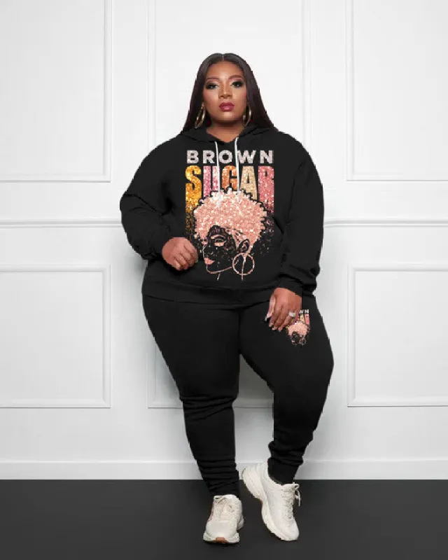 Women's Plus Size Brown Sugar Latina Woman Hoodie Set sold by Biggmans