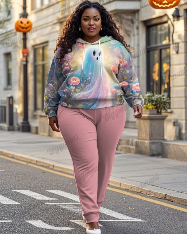 Flower Ghost Ladies Long Sleeve Hoodie Plus Size Suit sold by Biggmans