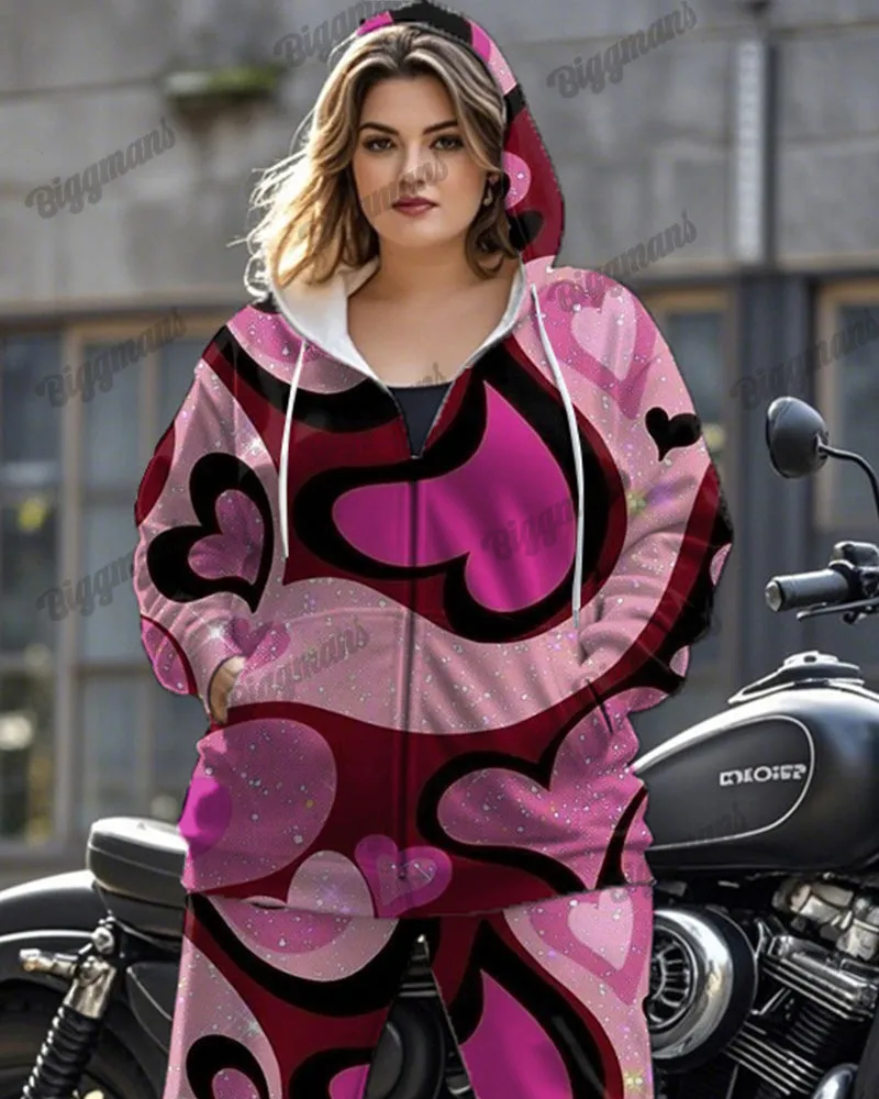 Love Y2K Printed Large Size Long Sleeve Zipper Hoodie Set sold by Biggmans product image thumbnail 2