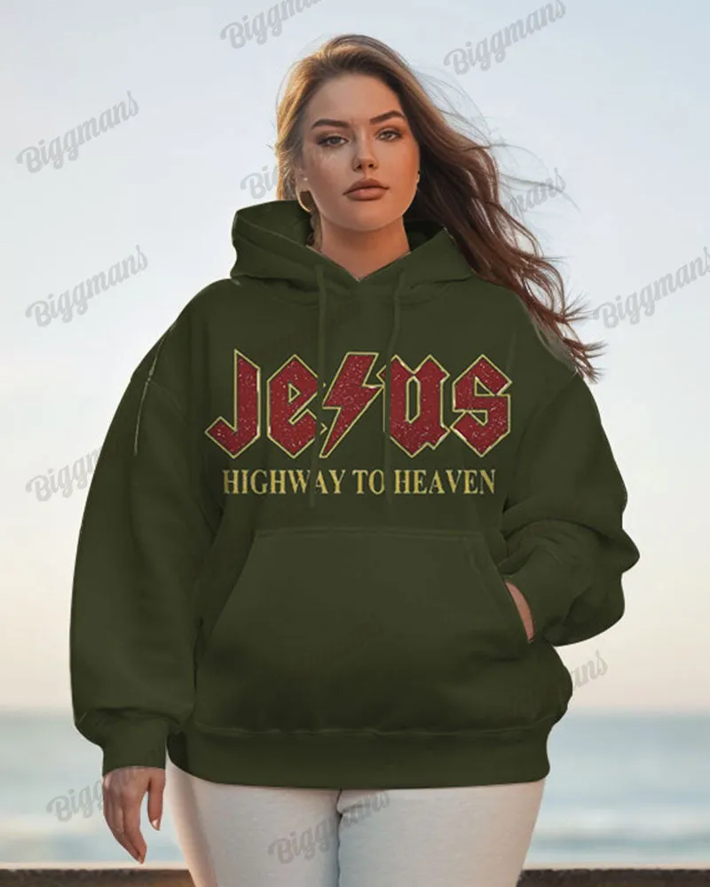 Cotton-Jesus Highway to Heaven Print Women's Loose Hoodie sold by Biggmans product image thumbnail 2