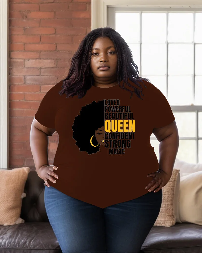 Women's Plus Size Love Power Beautiful Round Neck Short Sleeve T-Shirt sold by Biggmans product image thumbnail 4