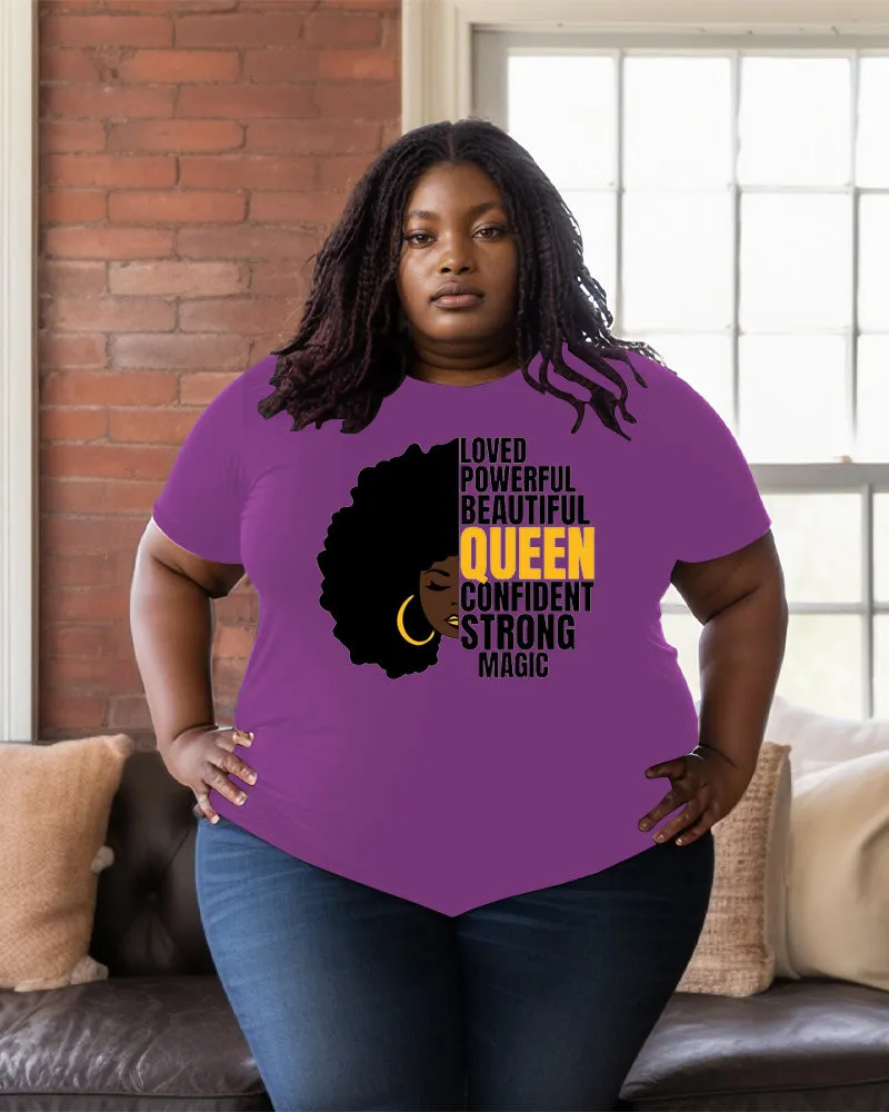 Women's Plus Size Love Power Beautiful Round Neck Short Sleeve T-Shirt sold by Biggmans product image thumbnail 3