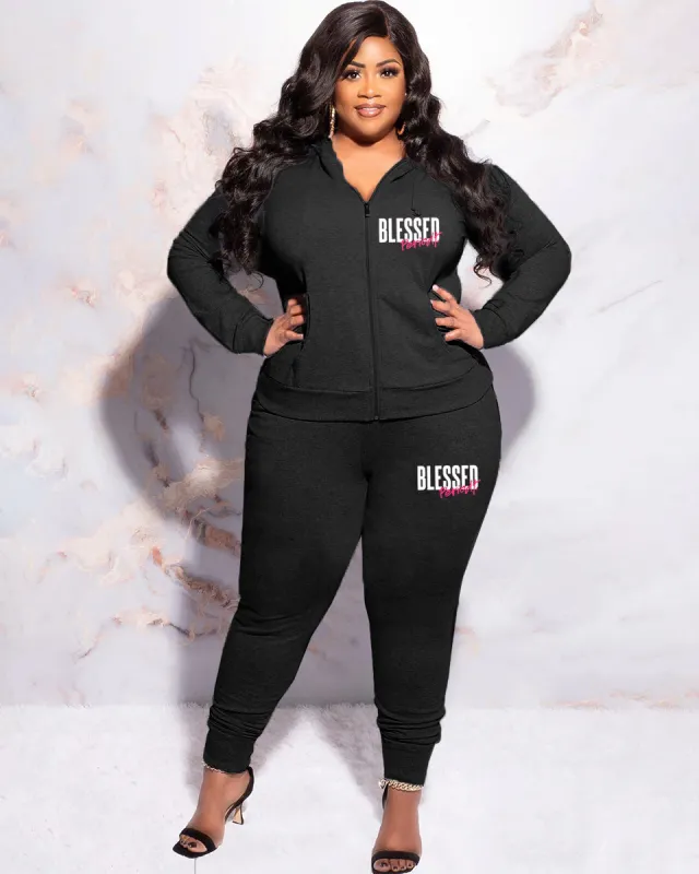Women's Plus Size Blessed Periodt Hoodie Set sold by Biggmans