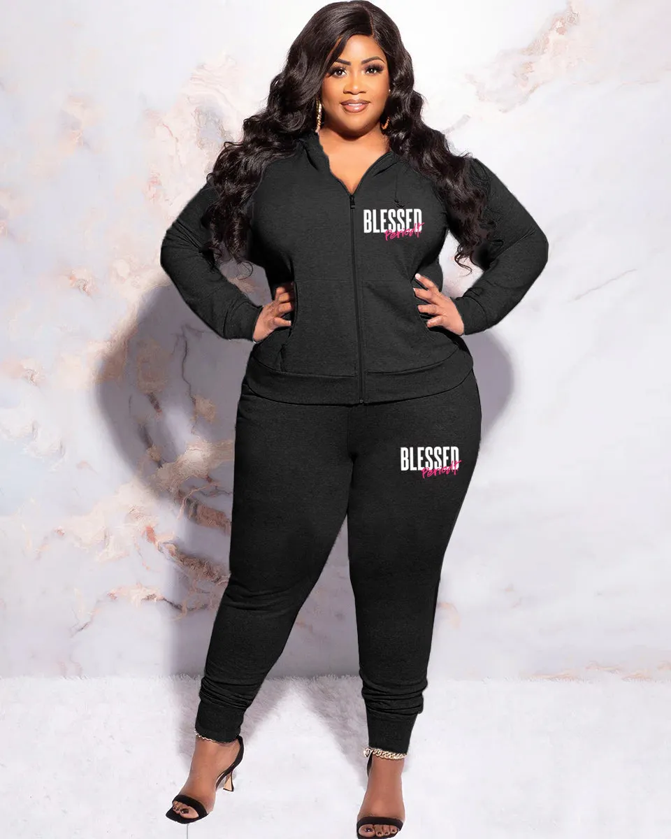Women's Plus Size Blessed Periodt Hoodie Set sold by Biggmans