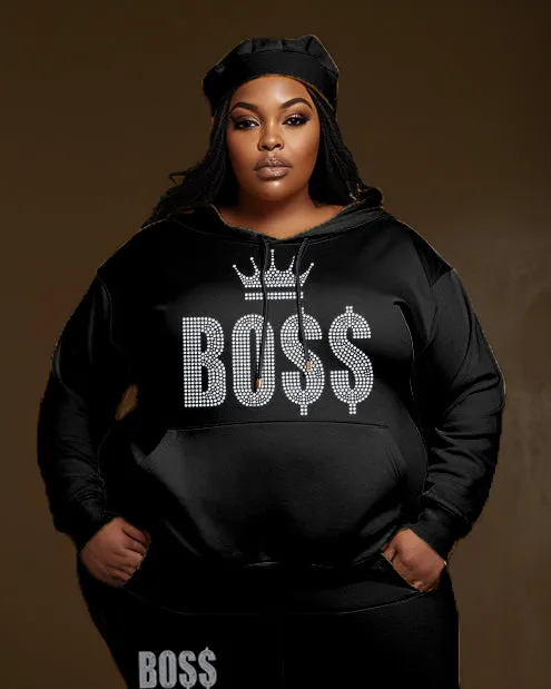 Women's Plus Size 2 Piece Outfits Crown Boss Hoodie and Sweatpants Set sold by Biggmans product image thumbnail 2
