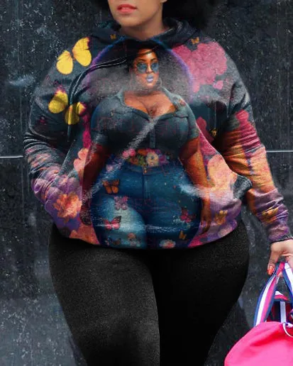 Women's Plus Size Butterfly Curly Women Hoodie Set sold by Biggmans product image thumbnail 2