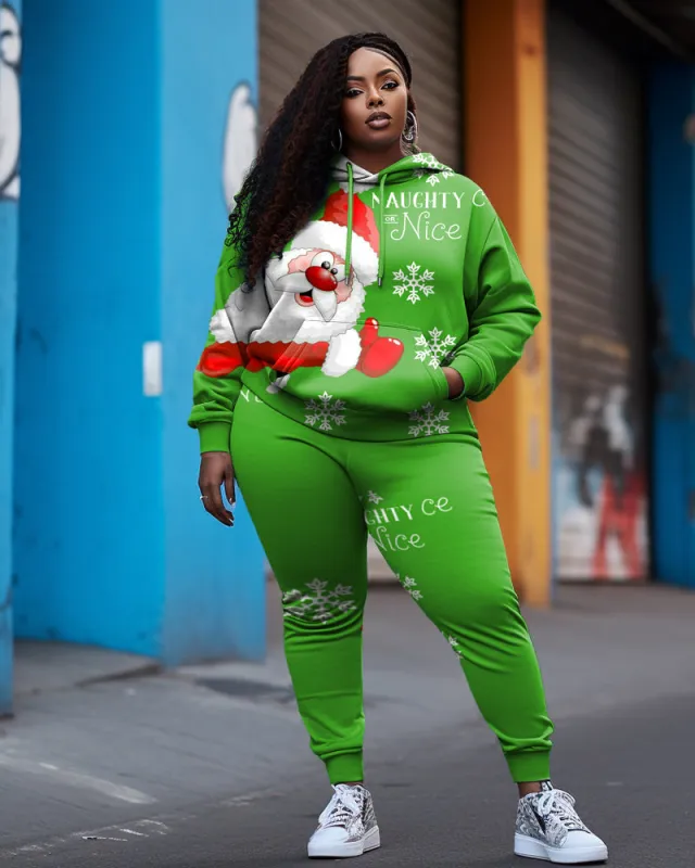 Women's Plus Size Santa Snowflake Hoodie Set Two Piece sold by Biggmans
