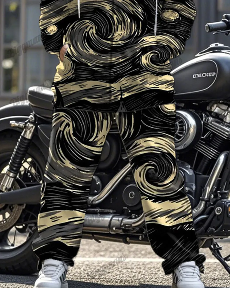 Contrasting Van Gogh Print Plus Size Long-sleeved Zipper Hoodie Set sold by Biggmans product image thumbnail 3