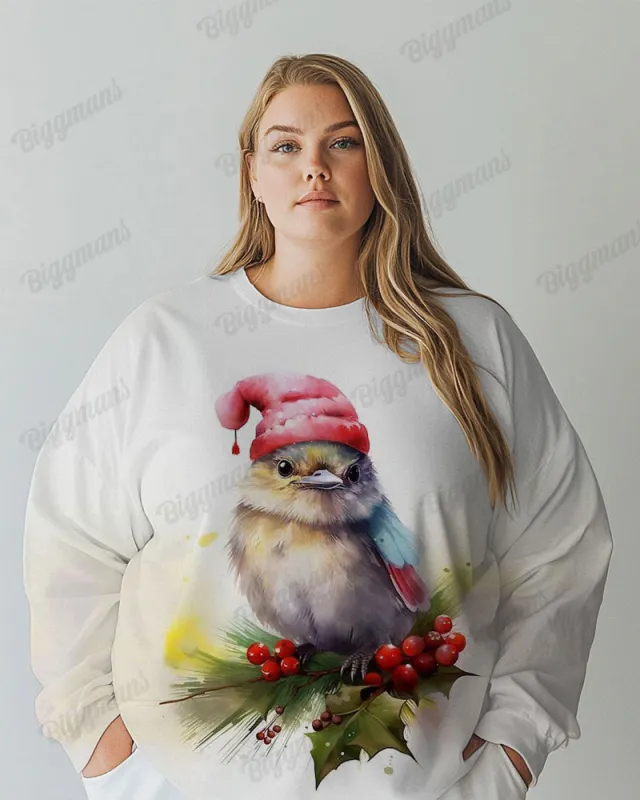 Women's Plus Vintage Cardinal Bird Print Long Sleeve T-shirt sold by Biggmans