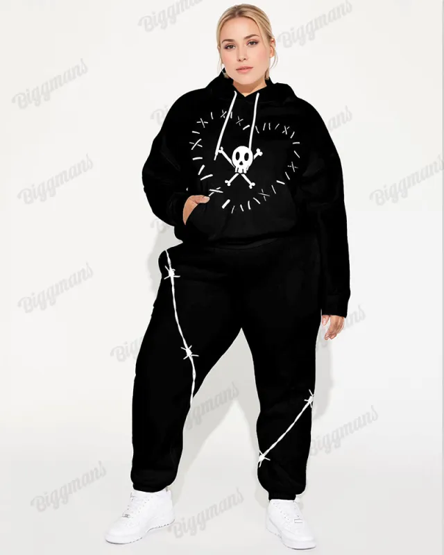 Women's Street Fashion Skull Print Plus Size Hoodie Suit sold by Biggmans