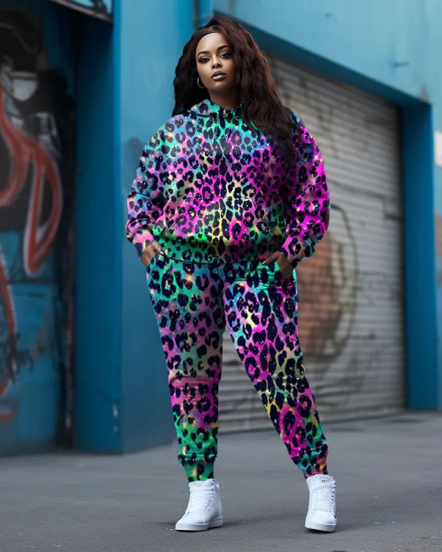 Women's Plus Size Sexy Multicolor Leopard Print Hoodie Set (Pack of Two) sold by Biggmans