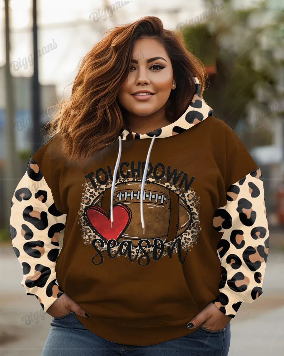 Women's Plus Simple Daily Touchdown Season Print Long-sleeved Hoodie sold by Biggmans