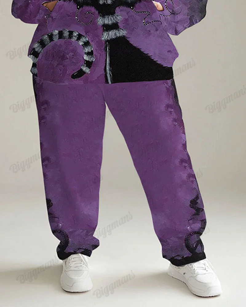 Women's Plus Size Jogging Suit Tie Dye Cat Print Hoodie and Pants Set sold by Biggmans product image thumbnail 3
