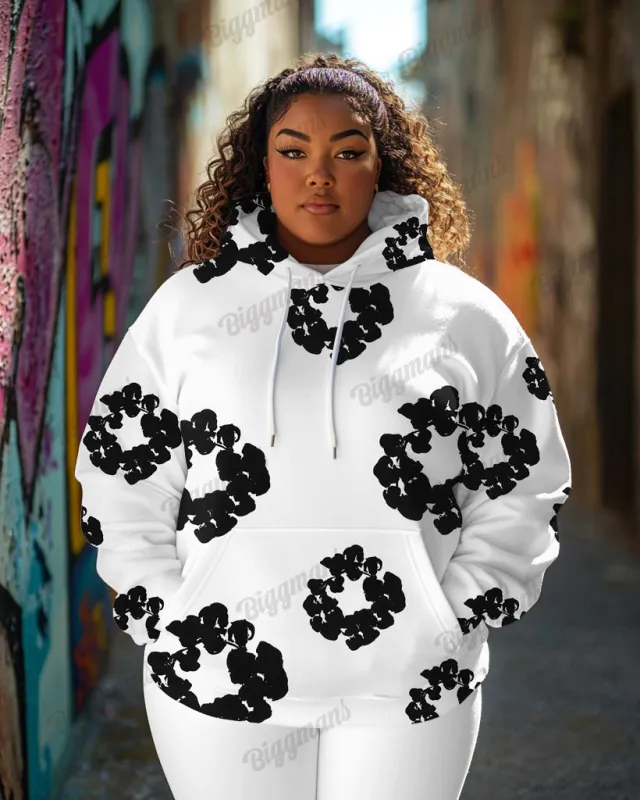 Women's Plus Classic Cotton Print Long-sleeved Hoodie made by Biggmans