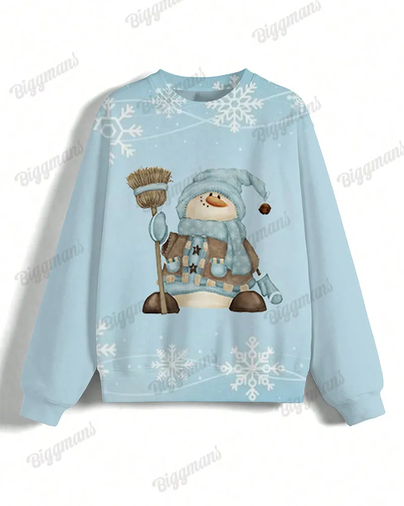 Women's Plus Size Retro Snowman Snowflake Print Long Sleeve Sweatshirt sold by Biggmans product image thumbnail 3