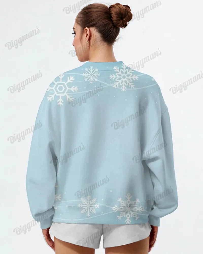 Women's Plus Size Retro Snowman Snowflake Print Long Sleeve Sweatshirt sold by Biggmans product image thumbnail 2