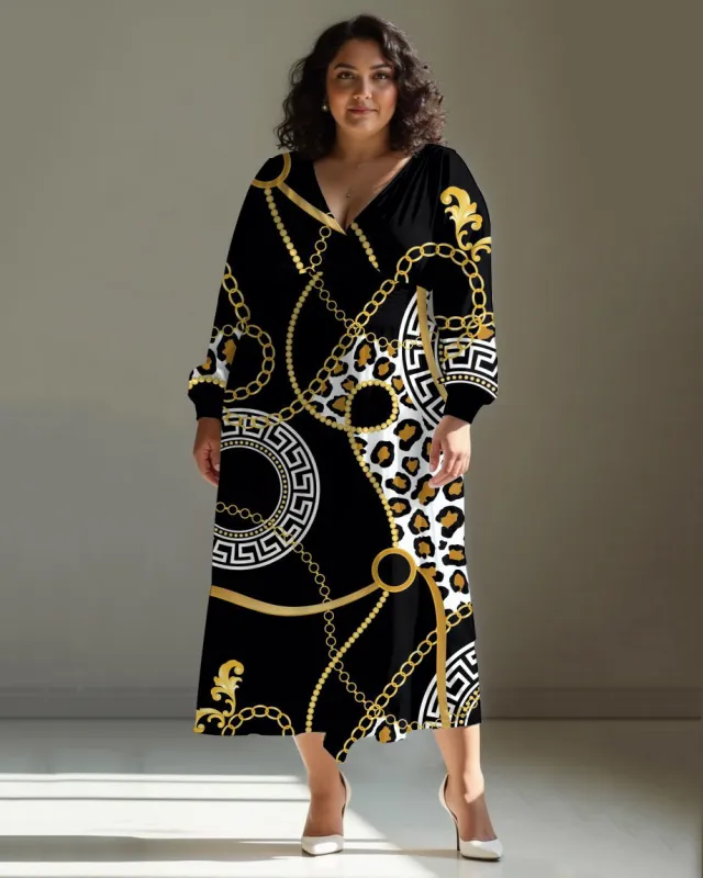 Women Casual Elegant Luxury Leopard Print Wrap Midi Dress sold by Biggmans