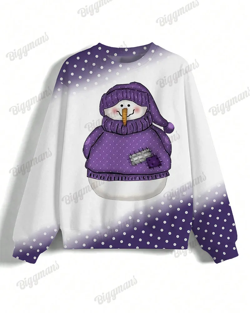 Women's Big & Tall Retro Snowman Polka Dots Pattern Print Long Sleeve Sweatshirt sold by Biggmans product image thumbnail 4