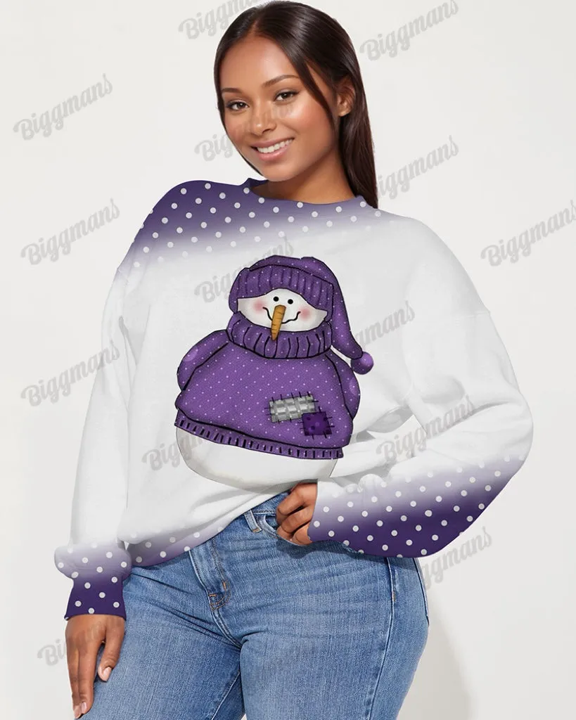 Women's Big & Tall Retro Snowman Polka Dots Pattern Print Long Sleeve Sweatshirt sold by Biggmans